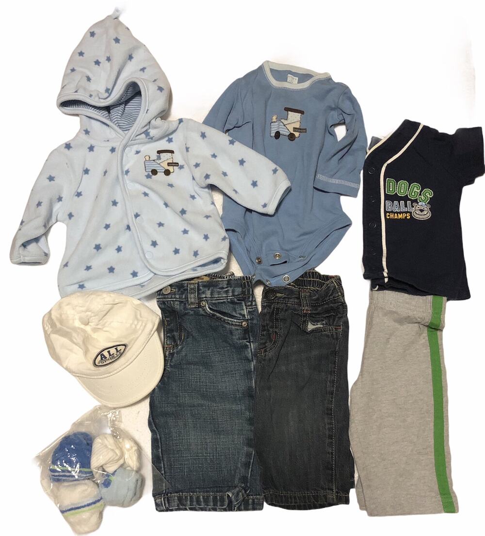 Carter's Old Navy Jeans Blue Train Fleece Onesie And Baseball Outfit